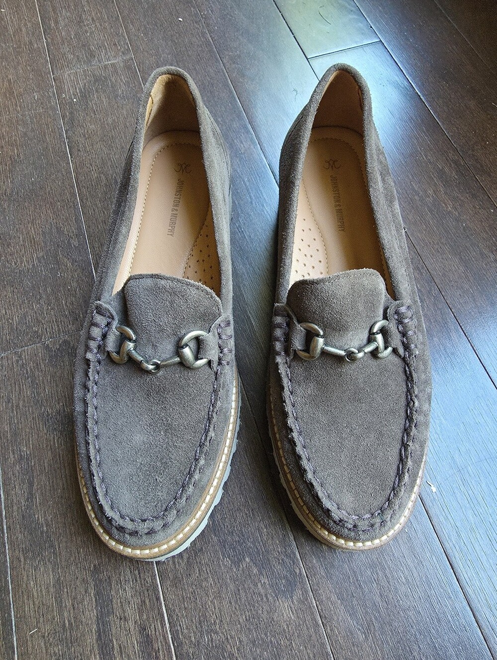 Johnston & Murphy Women's Emmalynn Bit Loafers, 71/2 M, Dark Gray Suede